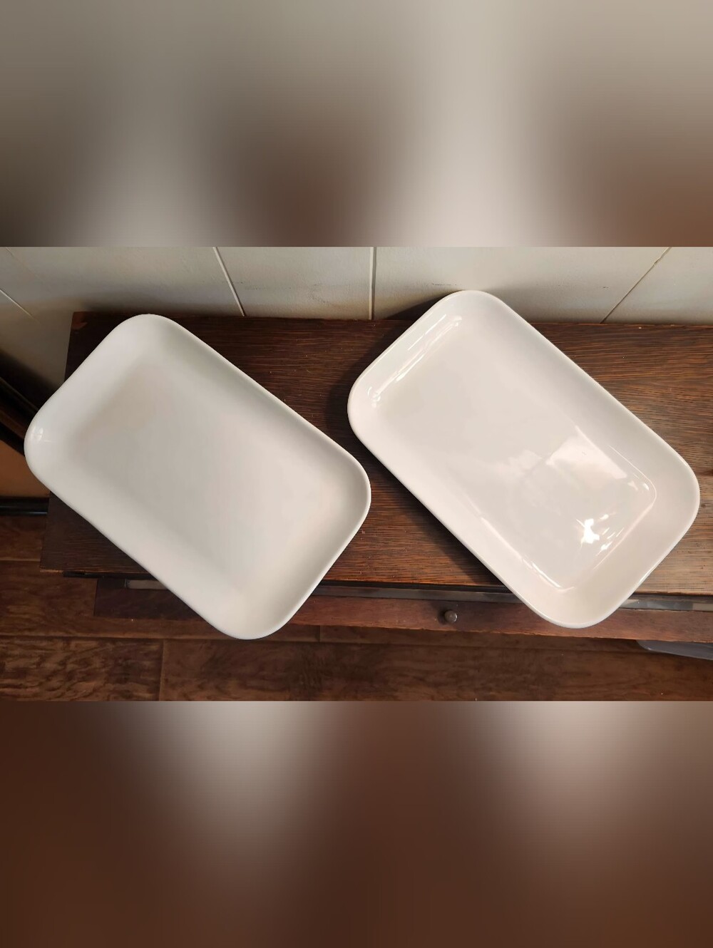 Simple White Rectangular Ceramic Baking Dishes - Set of 2  8.5"x13.5"